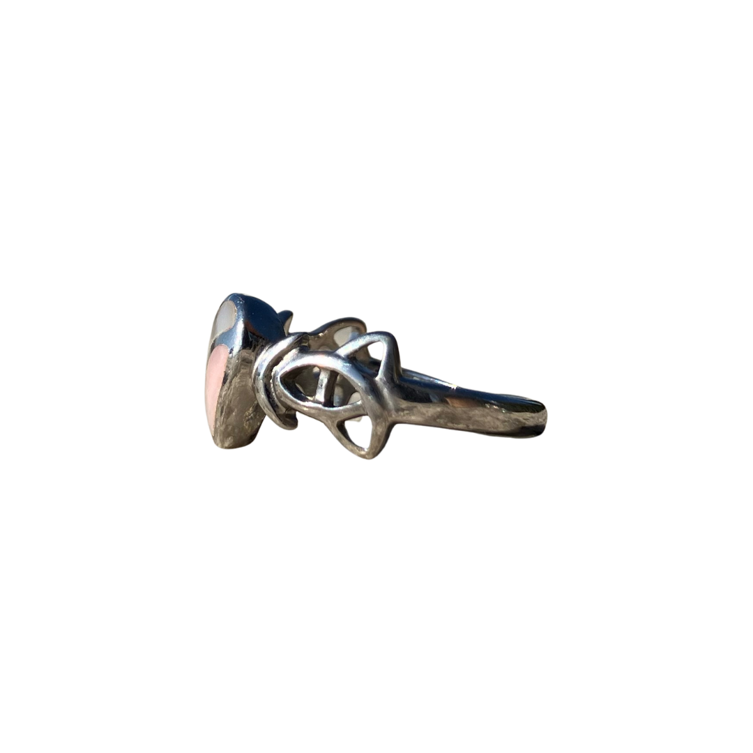 Pearlescent Rose WLW Pride Ring | Sterling Silver & Pink Opal LGBTQ+ Jewelry